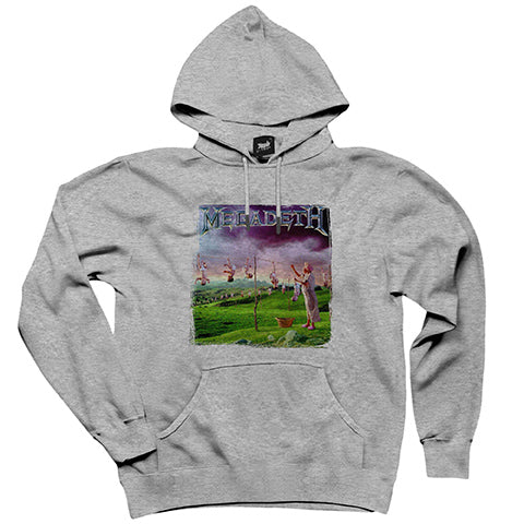 Megadeth Youthanasia Gri Kapşonlu Sweatshirt Hoodie