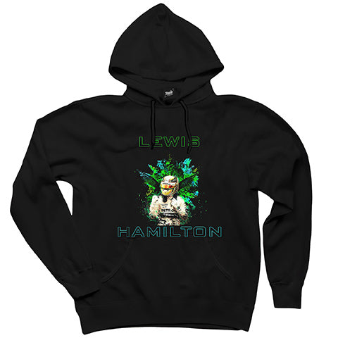F1 Lewis Hamilton Green Siyah Kapşonlu Sweatshirt Hoodie