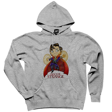 Dr. Strange Cartoon Gri Kapşonlu Sweatshirt Hoodie