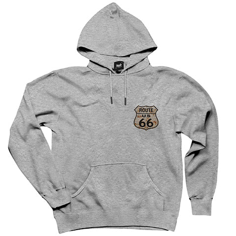 Route Rozet Gri Kapşonlu Sweatshirt Hoodie