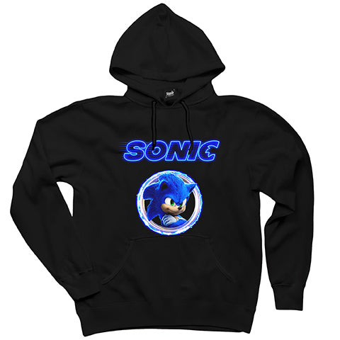 Sonic Light Circle Siyah Kapşonlu Sweatshirt Hoodie