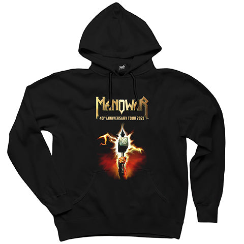 İndirimli Manowar 40TH Anniversary Tour 2021 Siyah Kapşonlu Sweatshirt Hoodie