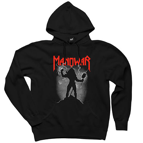 Manowar Shadow Siyah Kapşonlu Sweatshirt Hoodie