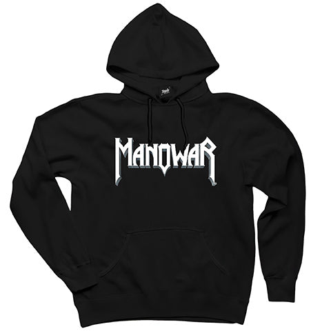 Manowar Logo Classic 2 Siyah Kapşonlu Sweatshirt Hoodie