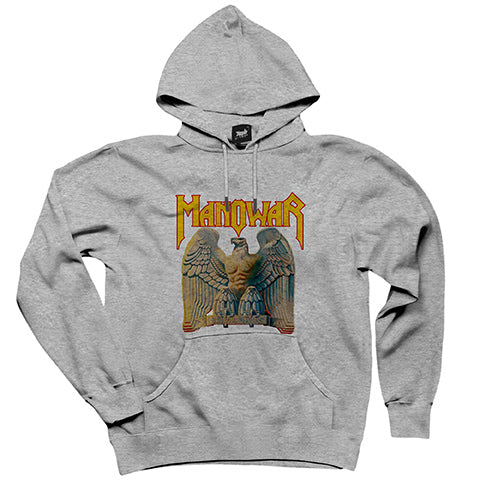 Manowar Battle Hymns Gri Kapşonlu Sweatshirt Hoodie