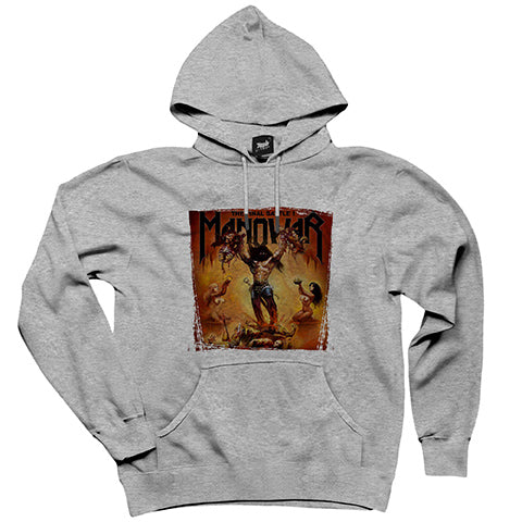 Manowar The Final Battle Gri Kapşonlu Sweatshirt Hoodie