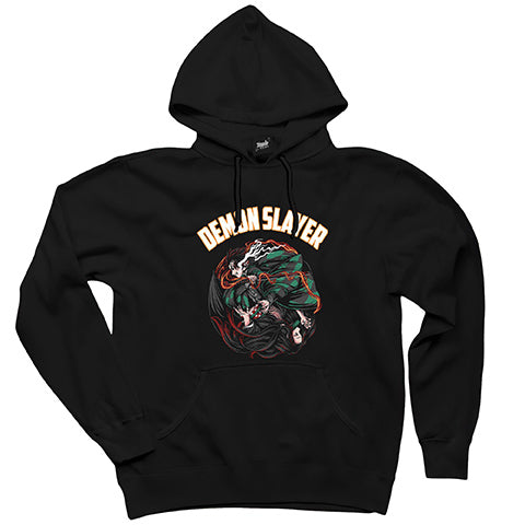 Demon Slayer Siyah Kapşonlu Sweatshirt Hoodie