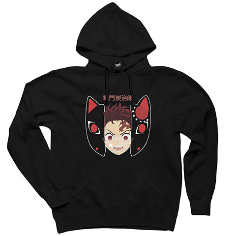 Demon Slayer Tanjiro Kamado Siyah Kapşonlu Sweatshirt Hoodie