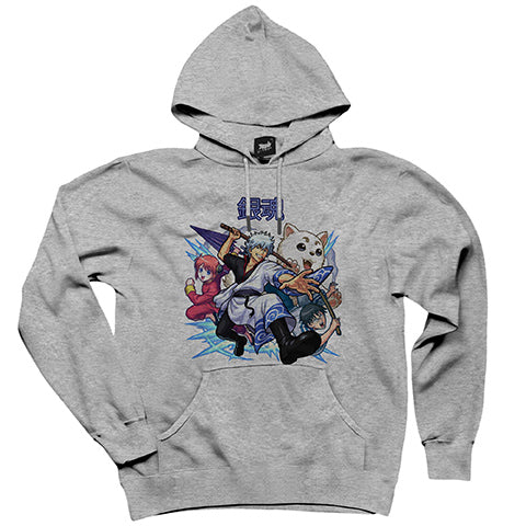 Gintama Gri Kapşonlu Sweatshirt Hoodie