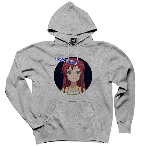 Hataraku Maou sama Emi Yusa Gri Kapşonlu Sweatshirt Hoodie