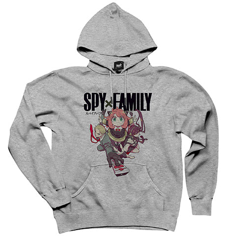 Spy x Family-Fiona Anya and Yor Gri Kapşonlu Sweatshirt Hoodie