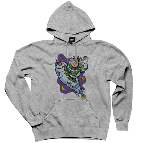 Buzz Lightyear Cartoon Gri Kapşonlu Sweatshirt Hoodie