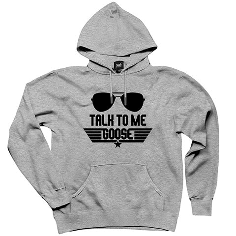 Top Gun Talk To Me Gri Kapşonlu Sweatshirt Hoodie