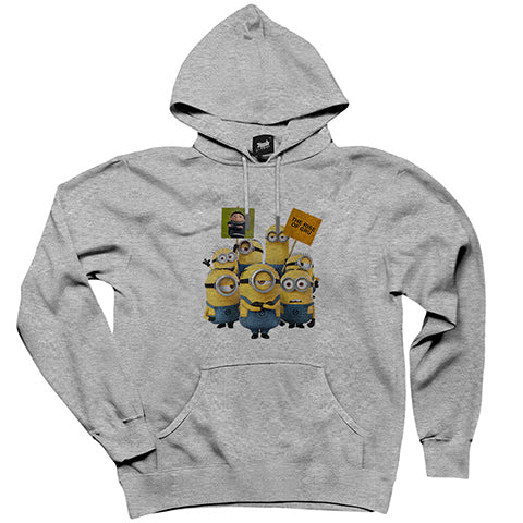 Minions The Rise Of Gru Banner Gri Kapşonlu Sweatshirt Hoodie
