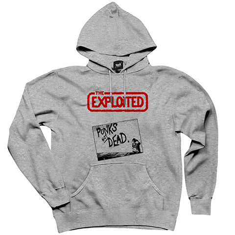 The Exploited Punks Not Dead Gri Kapşonlu Sweatshirt Hoodie