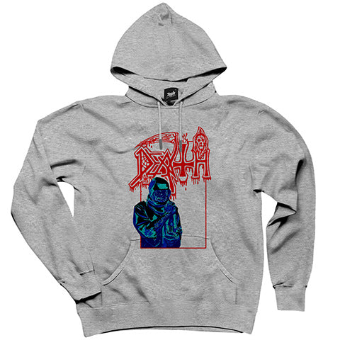 Death Lepros Gri Kapşonlu Sweatshirt Hoodie