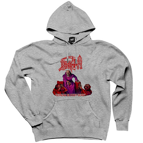 Death Scream Bloody Gore Gri Kapşonlu Sweatshirt Hoodie