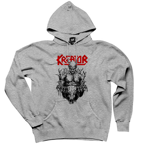 Kreator Devil Inside Gri Kapşonlu Sweatshirt Hoodie