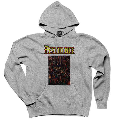 Pestilence Malleus Maleficarum Gri Kapşonlu Sweatshirt Hoodie