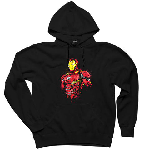 Ion Man Armor Siyah Kapşonlu Sweatshirt Hoodie
