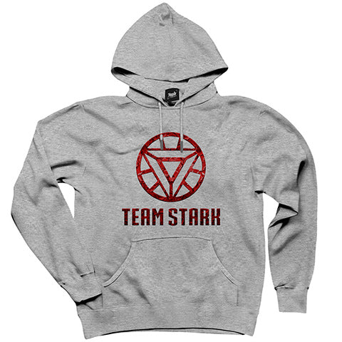 Iron Man Team Stark Gri Kapşonlu Sweatshirt Hoodie