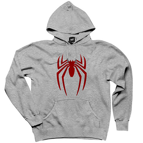 İndirimli Spiderman Logo Gri Kapşonlu Sweatshirt / Hoodie