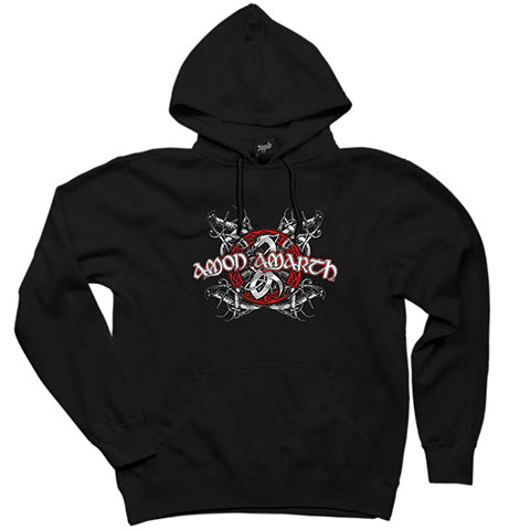 Amon Amarth Black and Red Siyah Kapşonlu Sweatshirt Hoodie