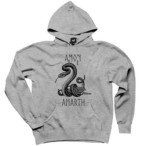 Amon Amarth Snake Gri Kapşonlu Sweatshirt Hoodie