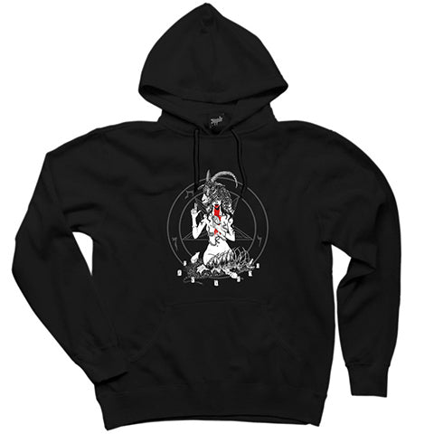 Baphomet Blood Siyah Kapşonlu Sweatshirt Hoodie