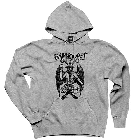 Baphomet Mythological Figure Gri Kapşonlu Sweatshirt Hoodie