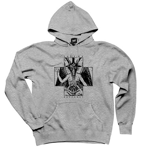Baphomet Save Me Gri Kapşonlu Sweatshirt Hoodie