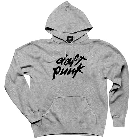 Daft Punk Logo Classic 2 Gri Kapşonlu Sweatshirt Hoodie
