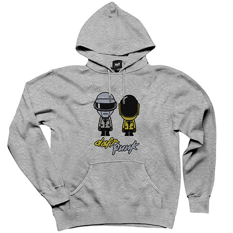Daft Punk Cartoon Gri Kapşonlu Sweatshirt Hoodie
