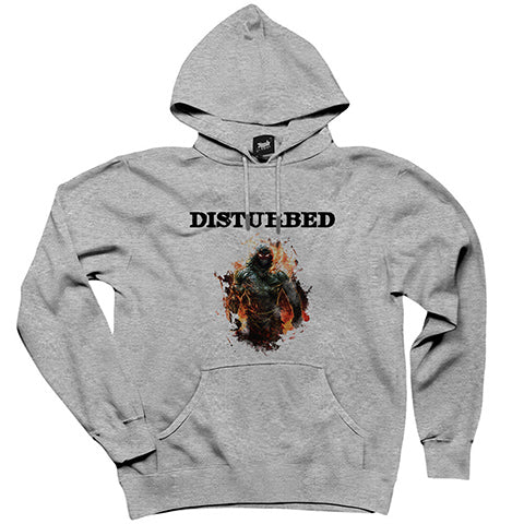 Disturbed Monster Gri Kapşonlu Sweatshirt Hoodie