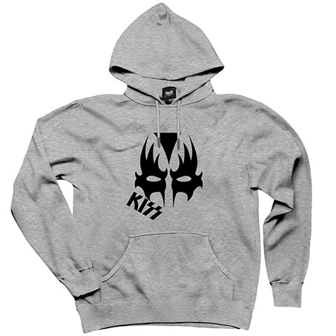 Kiss Mask Gri Kapşonlu Sweatshirt Hoodie