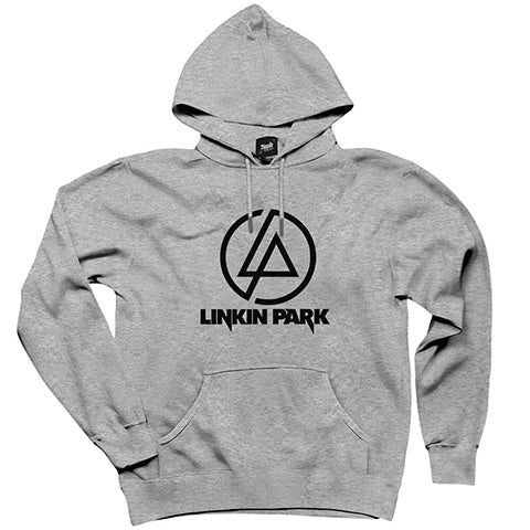 Linkin Park Logo Gri Kapşonlu Sweatshirt Hoodie