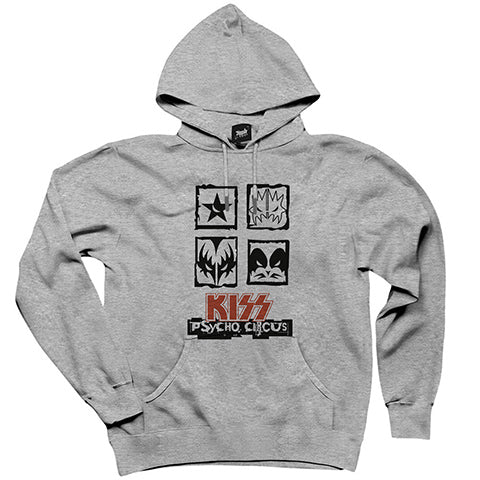 Kiss Psycho Circus Gri Kapşonlu Sweatshirt Hoodie