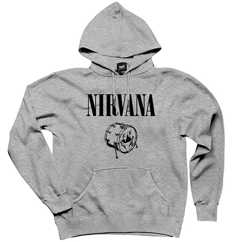 Nirvana Logo Classic Gri Kapşonlu Sweatshirt Hoodie