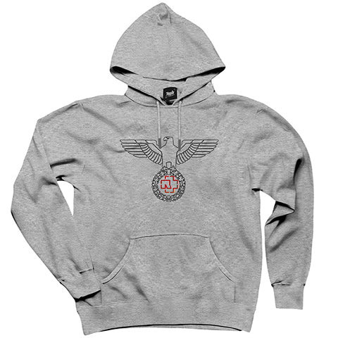 Rammstein Eagle Gri Kapşonlu Sweatshirt Hoodie