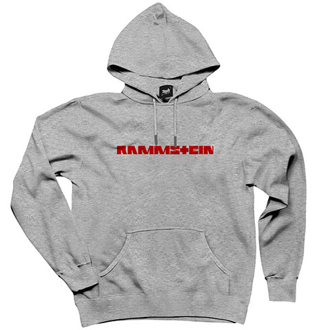 Rammstein Text Red Gri Kapşonlu Sweatshirt Hoodie