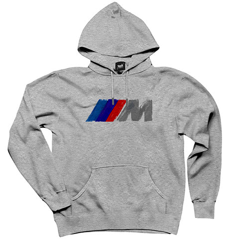 BMW M Power Brush Gri Kapşonlu Sweatshirt Hoodie