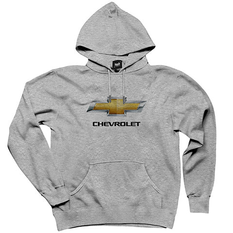 Chevrolet Logo Gri Kapşonlu Sweatshirt Hoodie