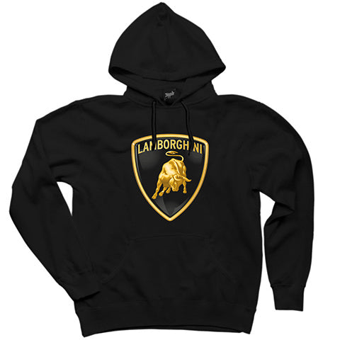 Lamborghini Logo 2 Siyah Kapşonlu Sweatshirt Hoodie