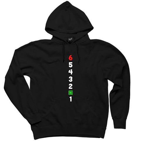 Motocycle Gears 1N23456 Siyah Kapşonlu Sweatshirt Hoodie