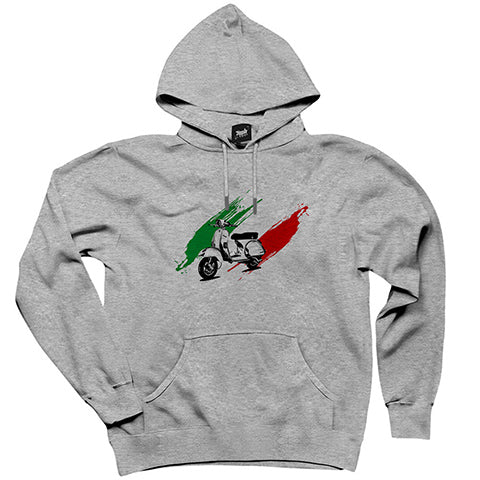 Vespa in Italy Gri Kapşonlu Sweatshirt Hoodie