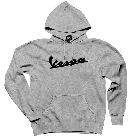 Vespa Logo 2 Gri Kapşonlu Sweatshirt Hoodie