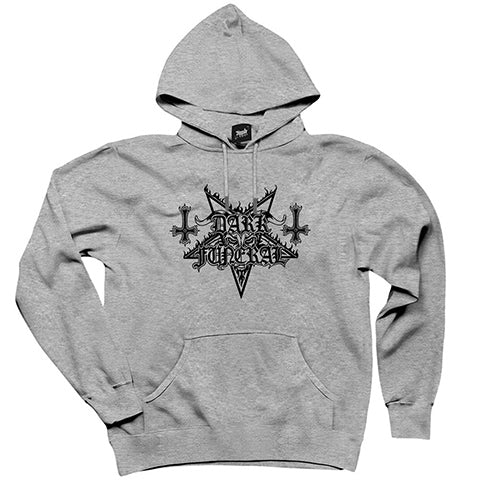 Dark Funeral Logo Gri Kapşonlu Sweatshirt Hoodie