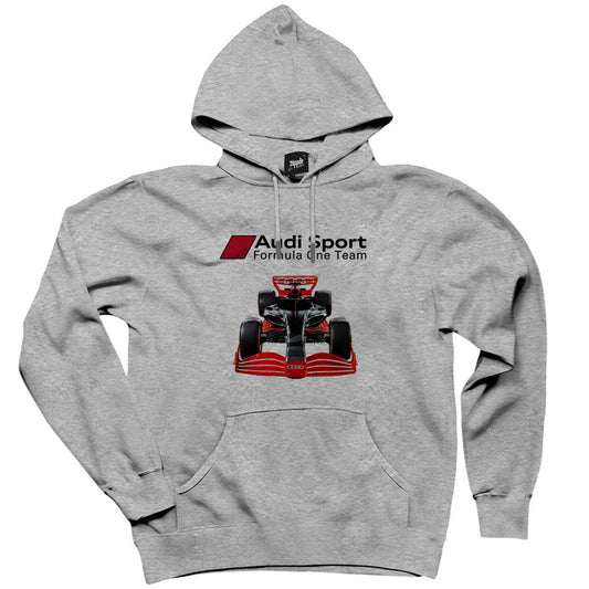 F1 Audi Sport Formula Gri Kapşonlu Sweatshirt Hoodie