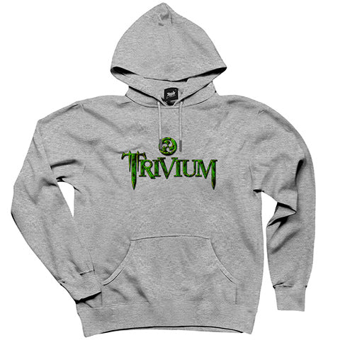 Trivium Logo Gri Kapşonlu Sweatshirt Hoodie