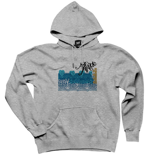 Arcade Fire Arcade Fire Gri Kapşonlu Sweatshirt Hoodie